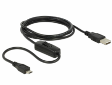 Delock nabíjecí kabel USB 2.0 Type-A samec > USB 2.0 Micro-B samec s vypínačem pro Raspberry Pi 1.5 m