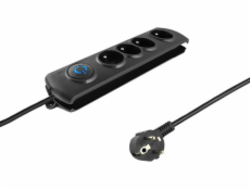 Qoltec 50104 surge protector 4 AC outlet(s) 230 V 1.5 m Black