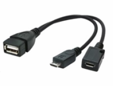 GEMBIRD Kabel CABLEXPERT USB AF/micro BM + micro BF, OTG + dobíjení, 15cm, pro tablety a smartphone