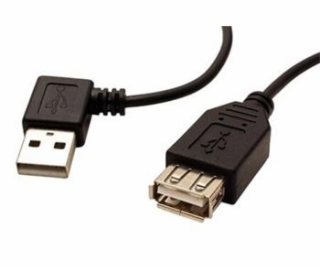 Kabel USB 2.0 A-A 15 cm prodlužovací, lomený vlevo, černý