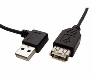 Kabel USB 2.0 A-A 30 cm prodlužovací, lomený vpravo, černý