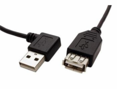 Kabel USB 2.0 A-A 15 cm prodlužovací, lomený vpravo, černý