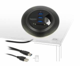 Tisch-Hub 3 Port USB 3.0, Kartenleser