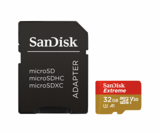 SanDisk MicroSDHC karta 32GB Extreme (100MB/s, Class 10 U...