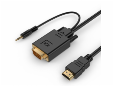 Gembird kabel HDMI - VGA+ mini Jack, 3m, černá