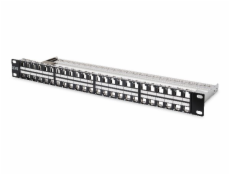 Digitus Modular Patch Panel, stíněný 48 portů, štítkové pole, 1U, montáž do stojanu, barva černá RAL 9005