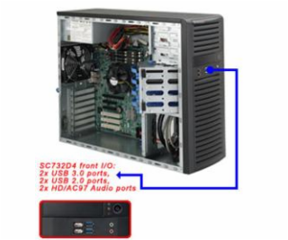 SUPERMICRO Mid-Tower 4x 3,5"" fixed HDD, 2x 5,25"", 1x ex...