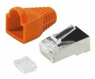 Wtyki RJ45 CAT.6 z osłoną, 100szt., pomarańczowe