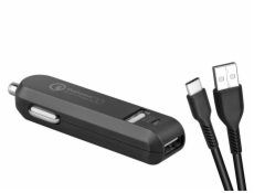 AVACOM CarMAX 2 nabíječka do auta 2x Qualcomm Quick Charge 2.0, černá barva (USB-C kabel)