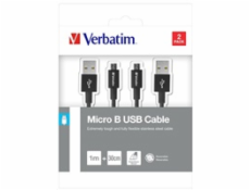 VERBATIM kabel Micro B USB Cable Sync & Charge 100cm (Black) + Verbatim Micro B USB Cable Sync & Charge 30cm (Black)