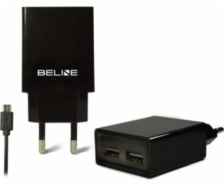 Sieťová nabíjačka Beline 2xUSB + microUSB 2A čierna (Beli...