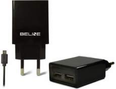 Sieťová nabíjačka Beline 2xUSB + microUSB 2A čierna (Beli0011)