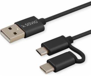 Savio CL-128 USB cable 1 m USB 2.0 USB A USB C/Micro-USB ...