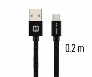 Swissten Datový Kabel Textile Usb / Usb-C 0,2 M Černý