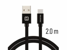 Swissten Kabel Textile Usb-C 2,0 M Černý