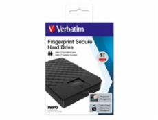 VERBATIM HDD 1TB Fingerprint Secure Portable Hard Drive, Black GDPR