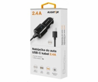 Aligator nab. do auta USB-C s USB TCH 2,4A černá