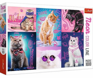 Trefl Puzzle 1000 Neon Color Line - Super Cats