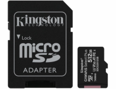 Kingston 512GB micSDXC Canvas Select Plus 100R A1 C10 Card + SD adaptér