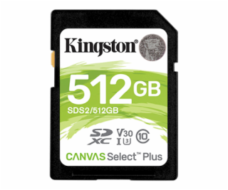 512GB SDXC Kingston Canvas Select Plus U3 V30 CL10 100MB/s