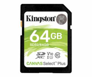 KINGSTON 64GB SDXC CANVAS Plus Class10 UHS-I 100MB/s Read...