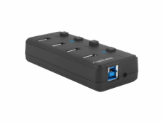 Natec Mantis 2 aktivní rozbočovač s funkcí nabíjení 4x USB 3.0 HUB, vypínač, napájecí adaptér