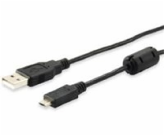 Kábel USB Equip USB-A - microUSB 1 m Czarny (128596)