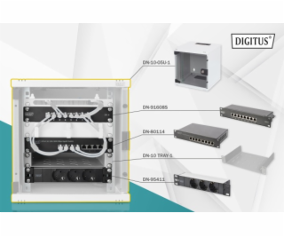 DIGITUS Síťový set 10 palců, včetně skříně 5U, PDU, polic...