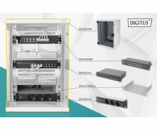DIGITUS Síťový sada 10 palců, včetně skříně 9U, PDU, poli...