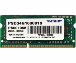 Pamäť pre notebook Patriot Signature, SODIMM, DDR3, 4 GB,...