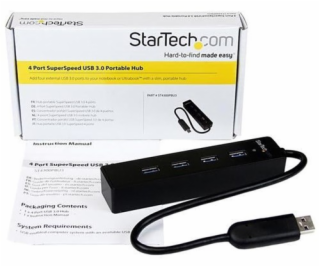 StarTech ST4300PBU3 4 Port USB 3.0 Hub - černá