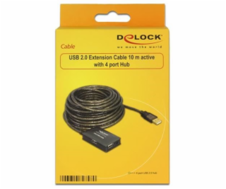 Delock USB 2.0 predlžovací kábel 10 m aktívny s hubom 4 p...