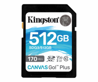 KINGSTON 512GB SDXC Canvas Go! Plus 170R/90W CL10 U3 V30