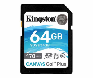 Kingston 64GB SecureDigital Canvas Go! Plus (SDXC) Card, ...