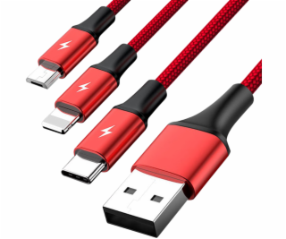 UNITEK C4049RD USB cable 1.2 m USB A USB C/Micro-USB B/Li...