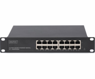 Digitus Gigabit Ethernet Switch 16 port, 10 palců, nespra...