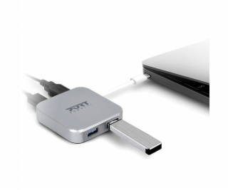 PORT CONNECT USB-C HUB, 4x USB 3.0, čierny