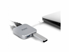 PORT CONNECT USB-C HUB, 4x USB 3.0, čierny