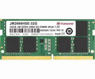 SODIMM DDR4 32GB 2666MHz TRANSCEND 2Rx8 2Gx8 CL19 1.2V