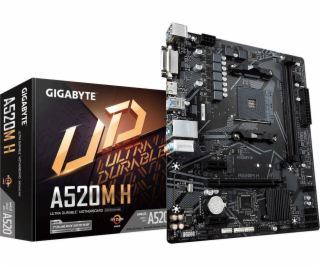 GIGABYTE MB Sc AM4 A520M H, AMD A520M, 2xDDR4, HDMI, DVI