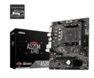 MSI MB Sc AM4 A520M-A PRO, AMD A520, VGA, 2xDDR4, m-ATX