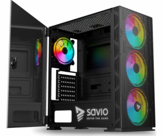 SAVIO PC Case Raptor X1 ARGB Glass/Mesh Black