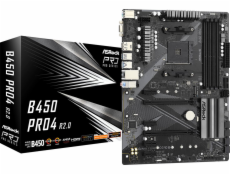 ASRock MB Sc AM4 B450 PRO4 R2.0, AMD B450, 4xDDR4, 1xDP, 1xHDMI, VGA