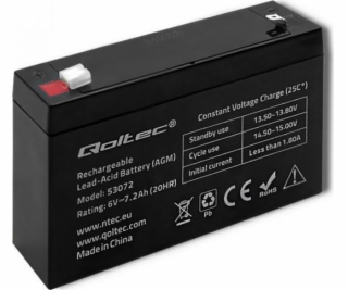 Qoltec 53072 AGM battery | 6V | 7.2 Ah