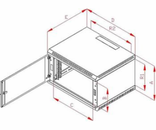 Rack Triton 19  jednodílný 9U/500mm plechové dveře, šedý