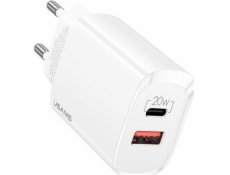 Usams nabíjačka USAMS Load. sieť. 1xUSB-C + 1xUSB T35 20W (len hlava) PD3.0 + QC3.0 Rýchle nabíjanie biela / biela CC121TC01 (US-CC121)