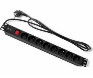 QOLTEC 54471 Power strip pre kabíny RACK 1U 16A PDU 8xFRE...