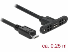 Delock Kabel USB 2.0 Micro-B samice montážní panel > USB 2.0 Micro-B samec 25 cm