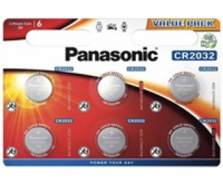 PANASONIC Lithiová baterie (knoflíková) CR-2032EL/6BP 3V ...