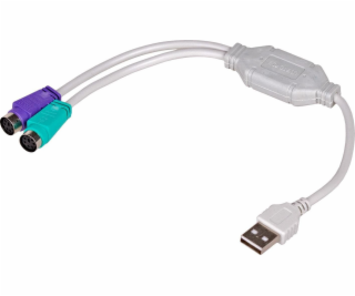 Akyga AK-AD-15 PS/2 cable 0.25 m 2x 6-p Mini-DIN USB A White